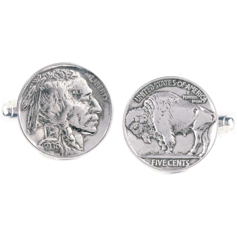 Tokens & Icons Silver Buffalo Nickel Cuff Links